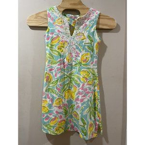 Barbara‎ Gerwit Vintage Lemons sleeveless v-neck dress XS